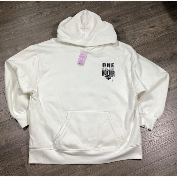 Wild Fable "One Degree Hotter" Logo Mens White Hoodie Sweatshirt Size L School - Picture 1 of 8